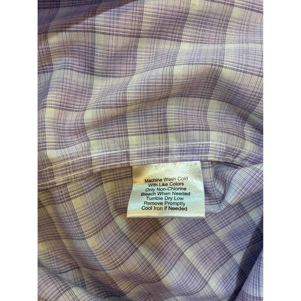 Awearness Kenneth Cole Mens Slim Fit Stretch‎ Shirt Purple Plaid  16.5 32/33 - Picture 4 of 6